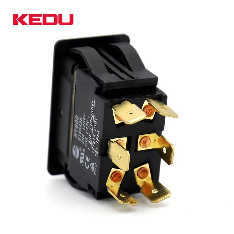 KEDU ON OFF ON DPDT Momentary White Color 3 Way Rocker Switch With UL TUV CE Approval HY60D