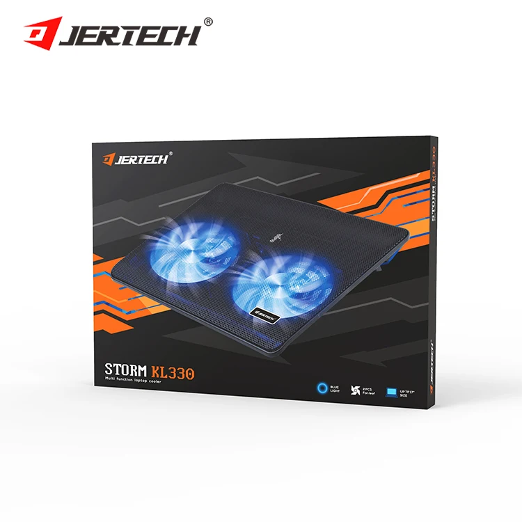 JERTECH KL330 Rgb Laptop Cooling Pad 2 Cooling Fans Ergonomic Comfort Notebook Cooler Light-weight Gaming Laptop Cooler Stand