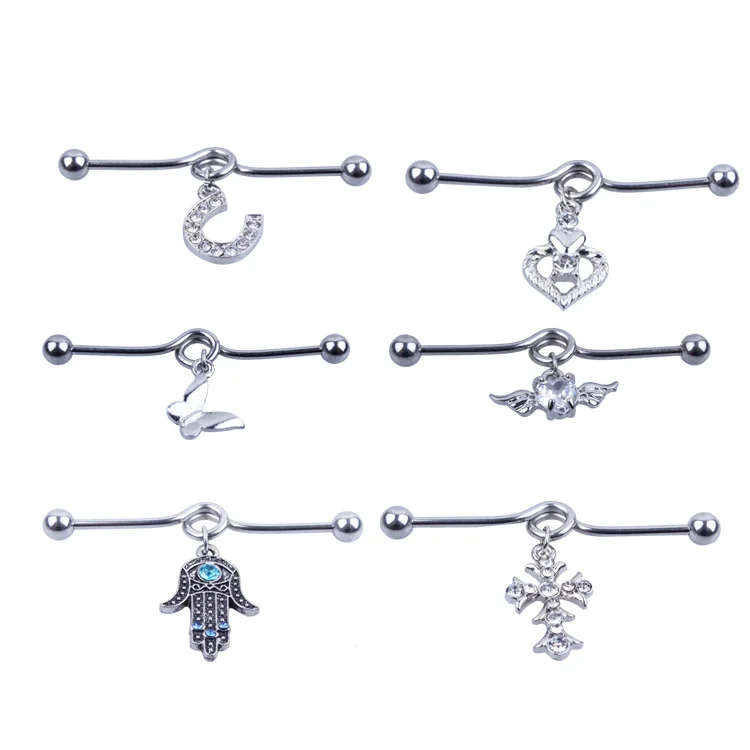 Ear Piercing Stainless Steel Industrial Barbell Earring 14G Body Piercing Jewelry