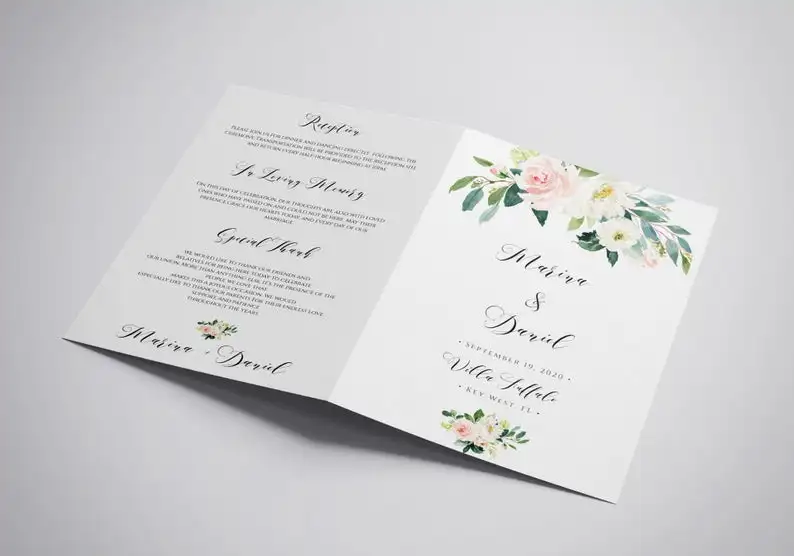 
custom printing paper card wedding folded booklet 