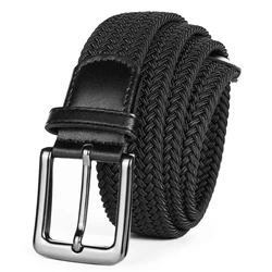 Custom Wholesale Men Casual Knitted Fabric Woven Belt Braided Leather Belt for Jeans Casual and Dress Multi-color