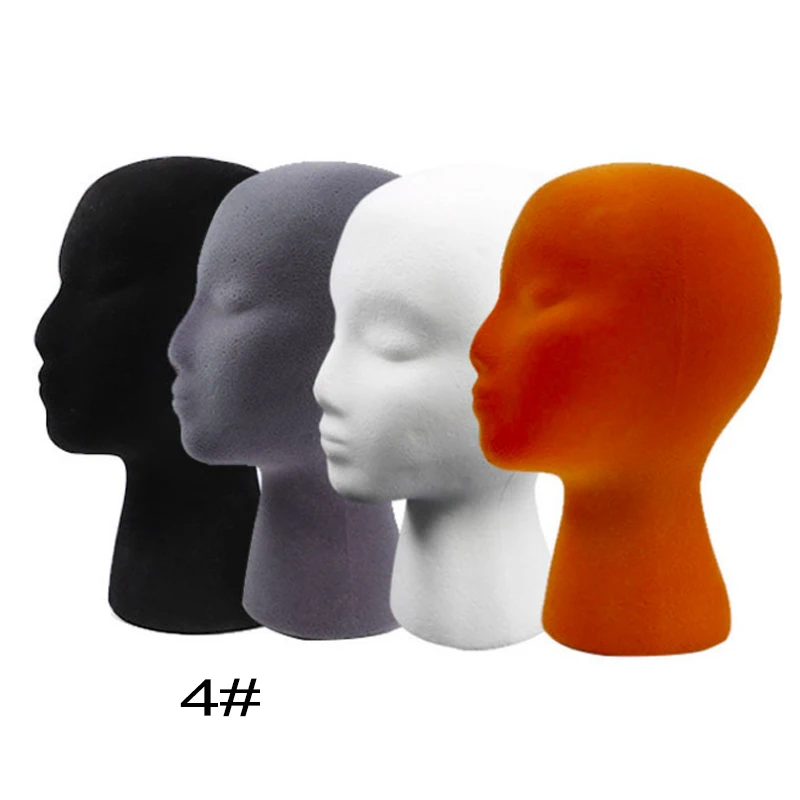 Customized Color Velvet Covered Women Foam Mannequin Head for wig display styrofoam mannequin head for hat glasses