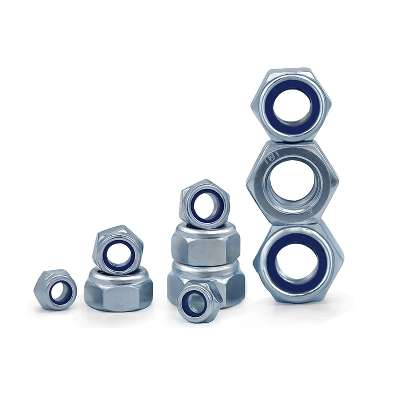 Carbon Steel Blue Zinc Plated Galvanized ZP GAL ASTM A325 A307 GR2 GR5 193 Hex Hexagon Nylon Insert Locking Nut DIN982 DIN985