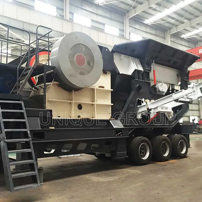 UNIQUEMAC Quality Tech Mobile Concrete Waste Recycling Machines Construction Mobile Jaw Crusher Plant for Sale