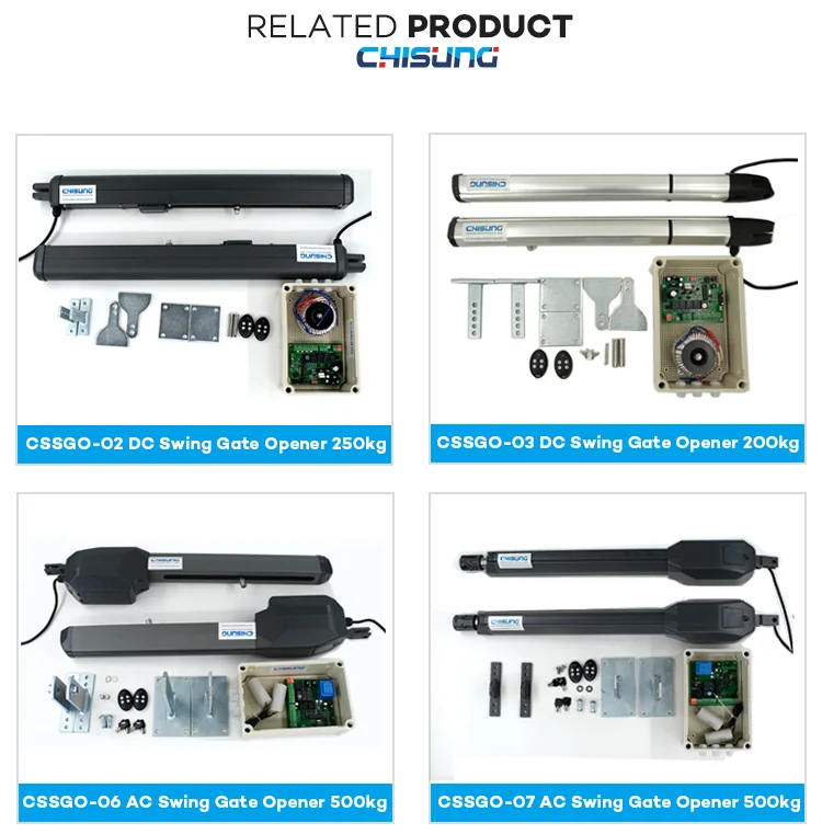 Professional Service Chisung Durable Heavy Duty 500kg*2 Automatic Dual Arms Swing Gate Opener AC/DC Motor Operator For Home