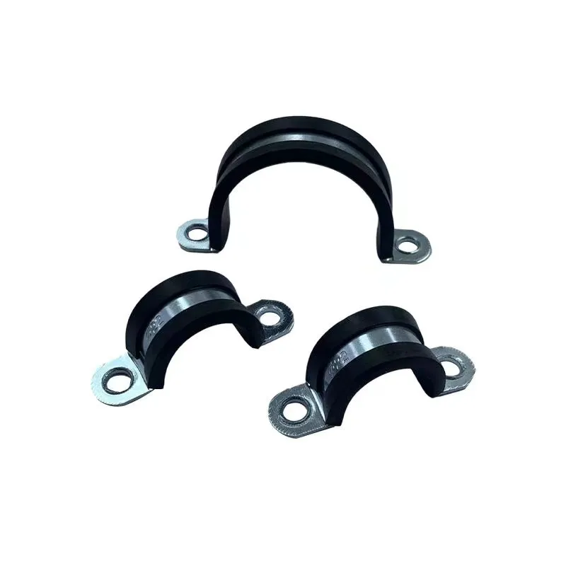 Stainless steel insulated cable clamp Rubber lined U-shaped saddle clamp