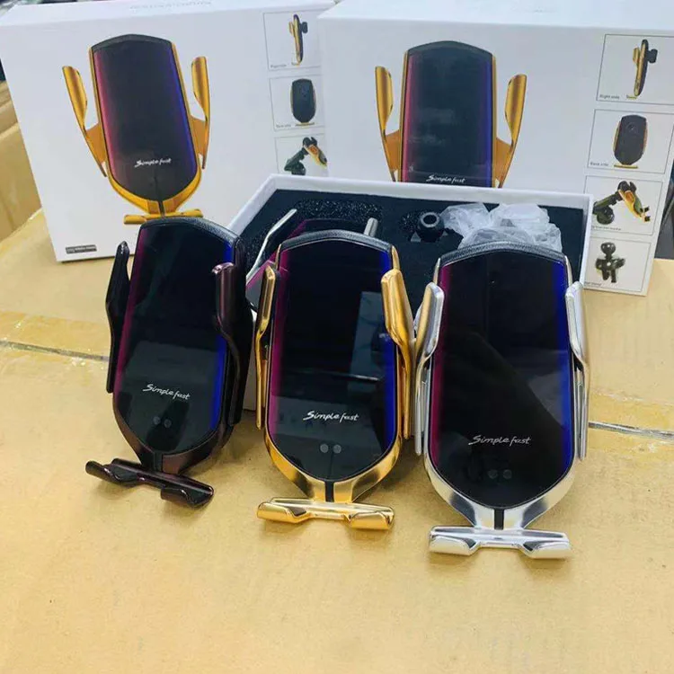 2020 Amazon hot sale Top Seller 10w R1 with holder Fast Charging Infrared Smart Sensor Automatic clamping wireless car charger