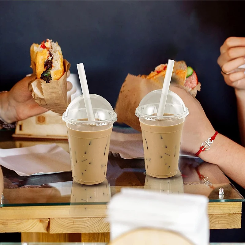 Custom Logo Printed Clear 12, 14,16,oz PP PET Transparent Disposable Plastic Boba Juice Cup With Lid Take Away