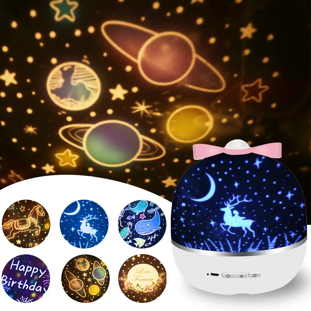 WholeSale Stock Rechargeable Decoration Night Lights Rotating Moon Star Night Sky Star Projector