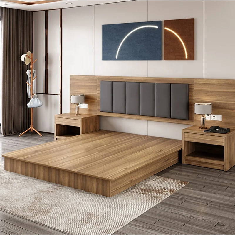 Full set of hotel furniture customized supplier, 5-star hotel apartment bedroom bed furniture set