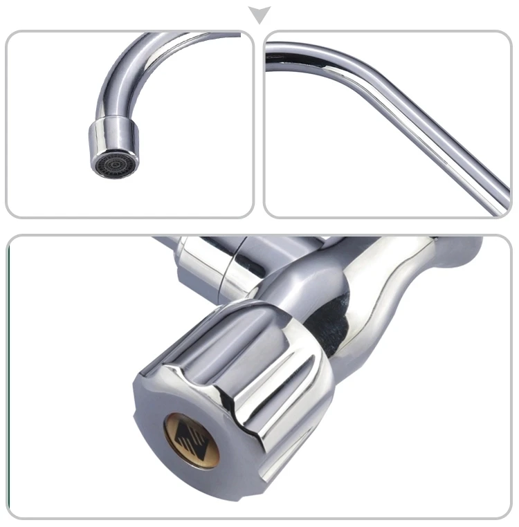 Modern Classic Chrome Kitchen Faucet Single-Hole ABS Valve Mount with Polished Surface Water Tap 500 G1/2 Easy Wall Installation