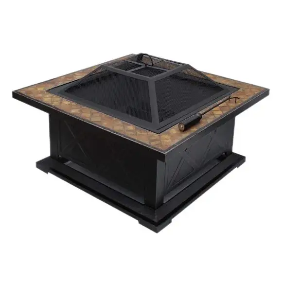 27 inch metal wood burning outdoor natural wholesale square slate fire pit table