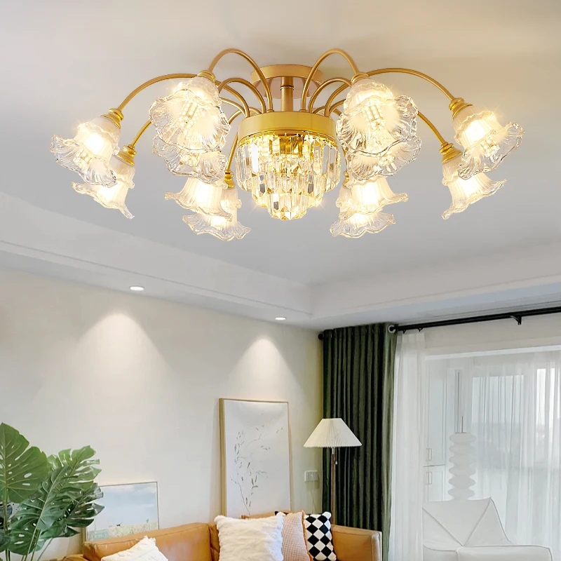 Dining room Nordic minimalist living room chandelier modern light luxury bedroom ceiling  crystal lamp