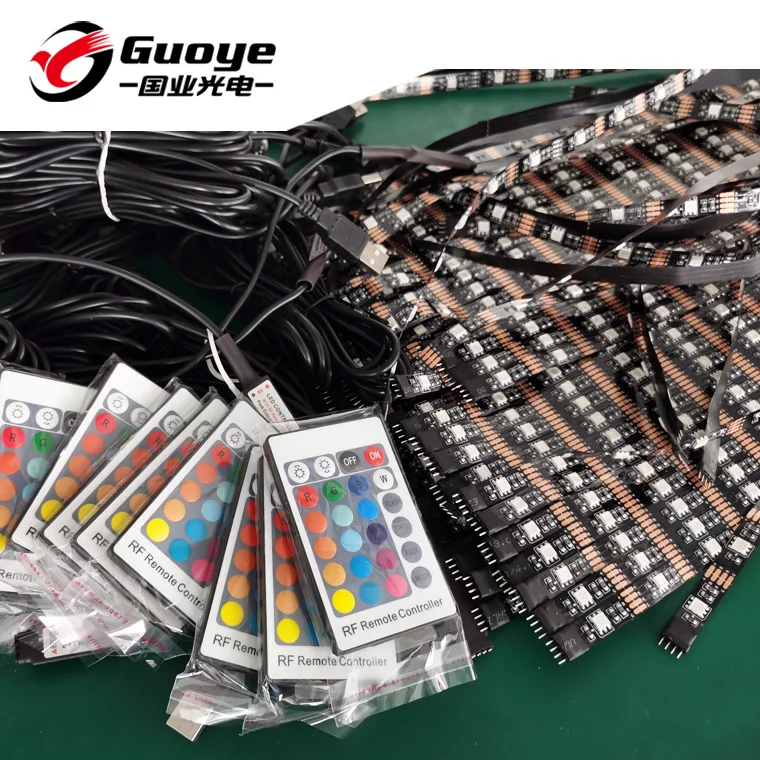  Оптовая продажа Светодиодная лента для подсветки телевизора 7 2 Вт 5 В 5050 RGB 30 светодиодов/м 1 метр USB RF ИК 24 клавиши контроллер кабель 0 м
