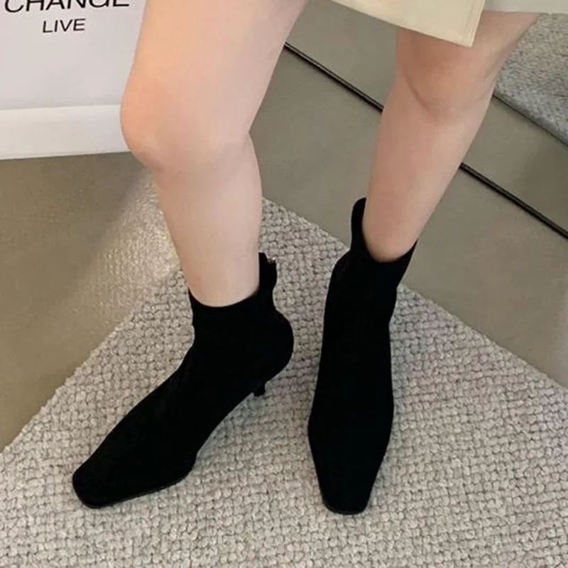 Newest Wool Suede Leather Ankle Boots For Women Warm Fur Winter Snow Boots Sexy Pointed Toe Chelsea Shoes Woman Boots