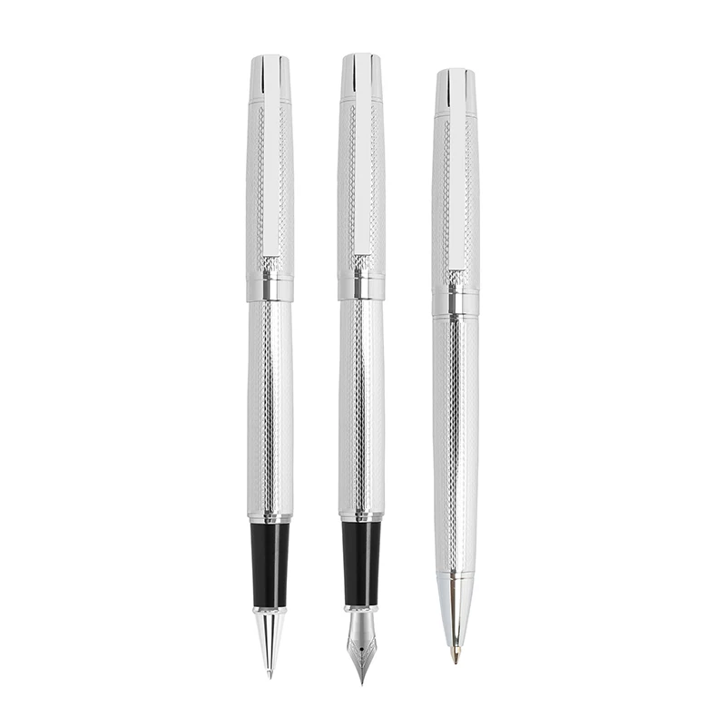 Jinhao 605 series luxury black silver golden wire-drawing custom design metal fountain pen for men