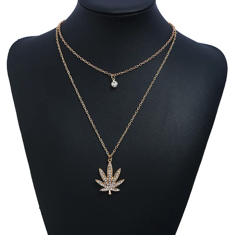 
New Small Weed Herb Charm Necklace Maple Leaf Pendant Necklace Hip Hop Jewelry 