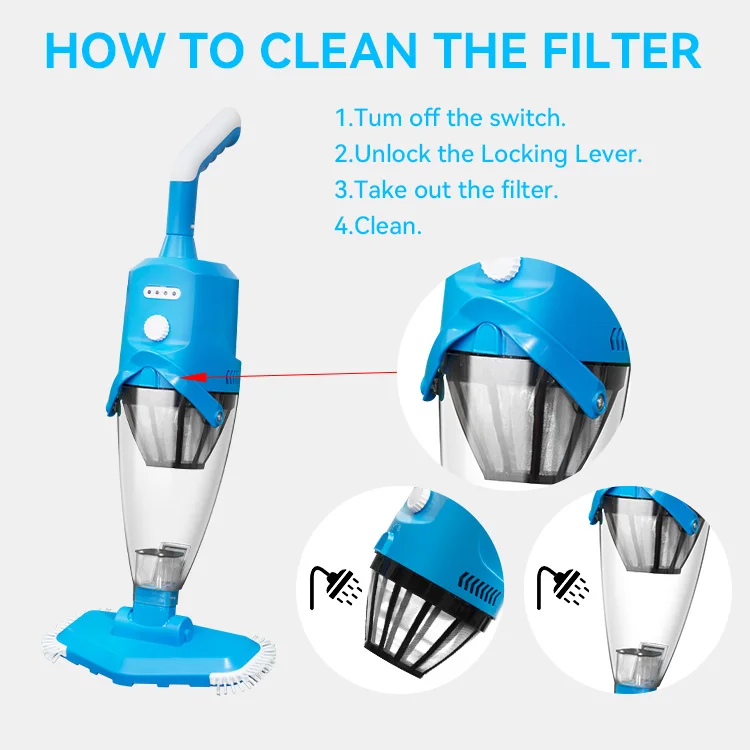 Powerful Suction Cordless handheld Rechargeable Electric Vacuum Cleaner for Above Pools and Hot Tubs