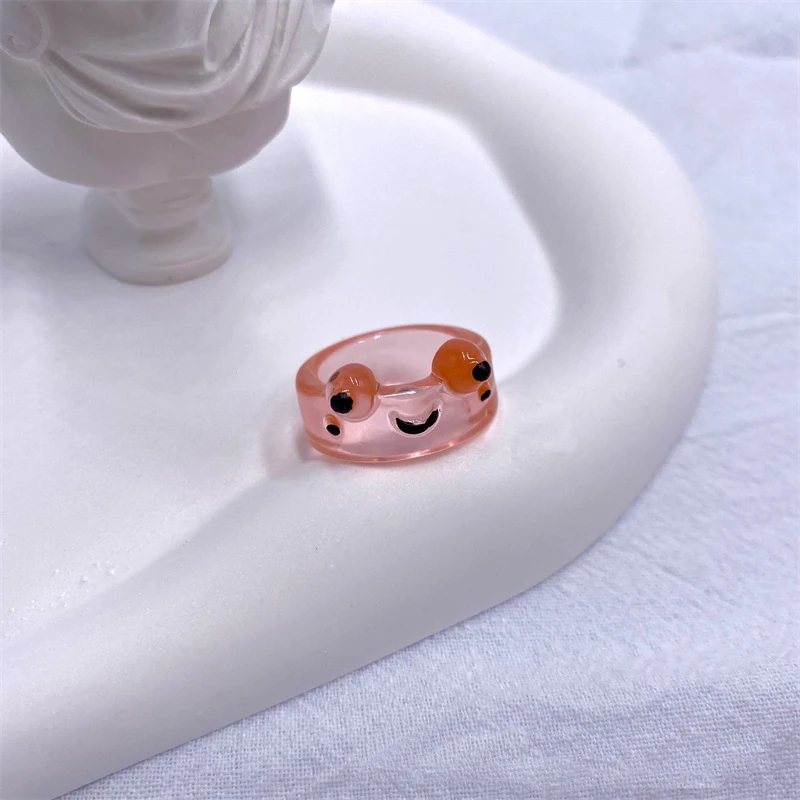 Cartoon Frog Rings for Girls Fashion Cute Frog Resin Women Men Ring Acrylic Animal Jewelry Best Friends Couple Rings Bijoux