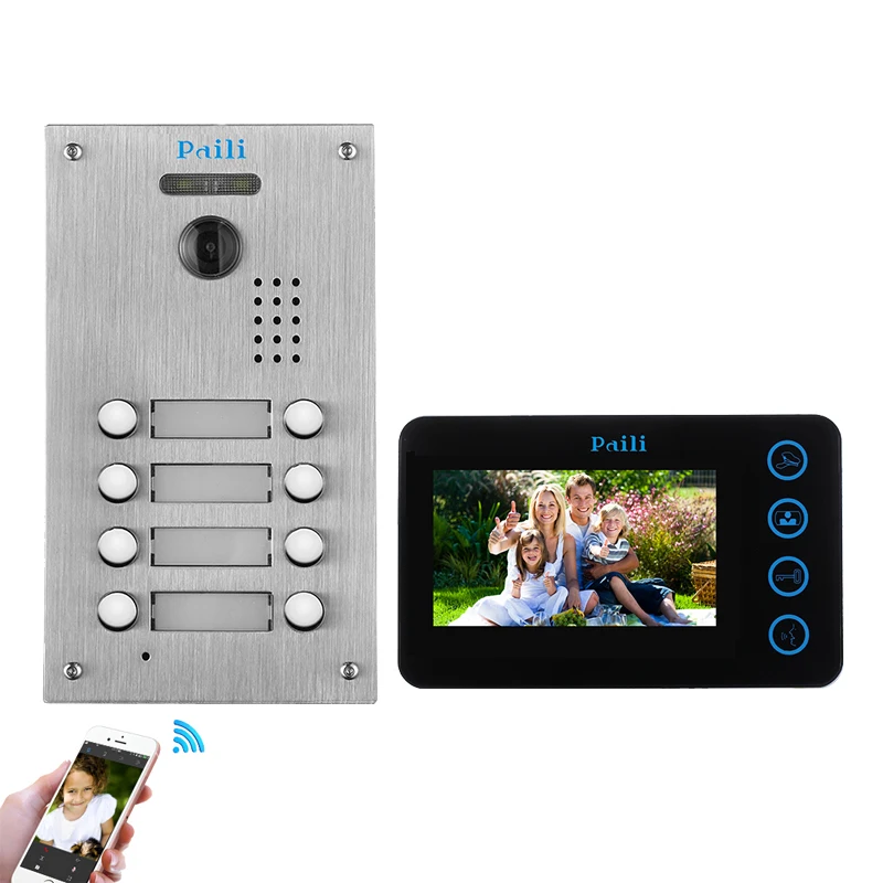 Paili Новое поступление 1080p видео дверной звонок Домофон для 8 квартир