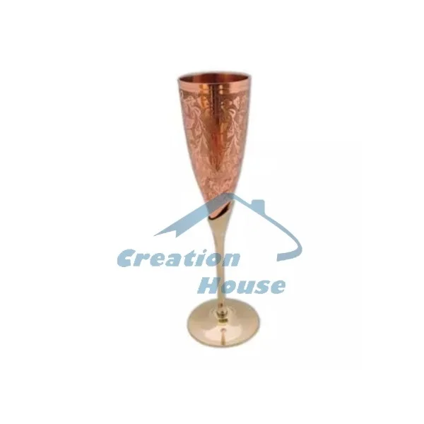 Pure Copper Hammered & Brass Champagne Glass