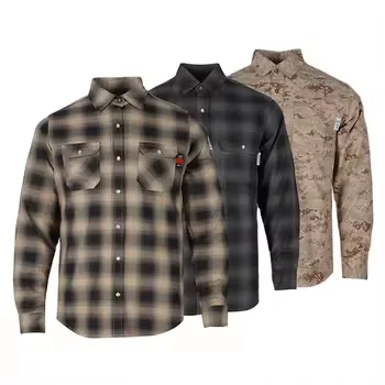 100% Cotton Arc Flash Electrical Safety Workwear FR Welding Fire Resistant Construction Suit Fireproof FRC Work Work Shirt