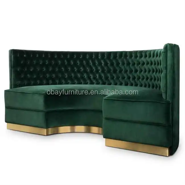 New design large size  Green Velvet Semi Round sectional Sofa Button Tufted wedding events luxury curved sofa