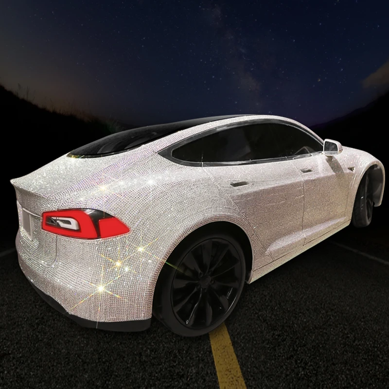 
Car Decoration Stickers Colorful Rhinestone White Crystal Car Bling Sparking Sticker DIY 
