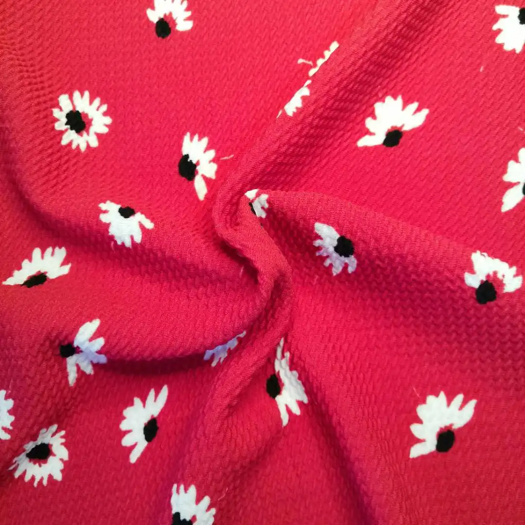 Hot Sale Polyester Spandex Stretch Bubble Rice Bullet  Knitted Jacquard print Fabric for Women Dress