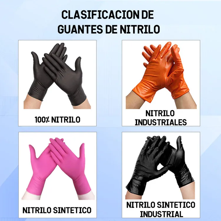 Azul Naranja Tatuaje Guantes negros por cajas al mayor Nitrilo Micro-touch Antideslizante sin polvo Guantes de nitrilo puro l
