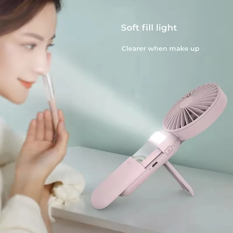 New Handheld mirror Portable fan Extension USB Charging mini Pocket Fan Portable Eyelash Extension 3 gear air cooler with holder