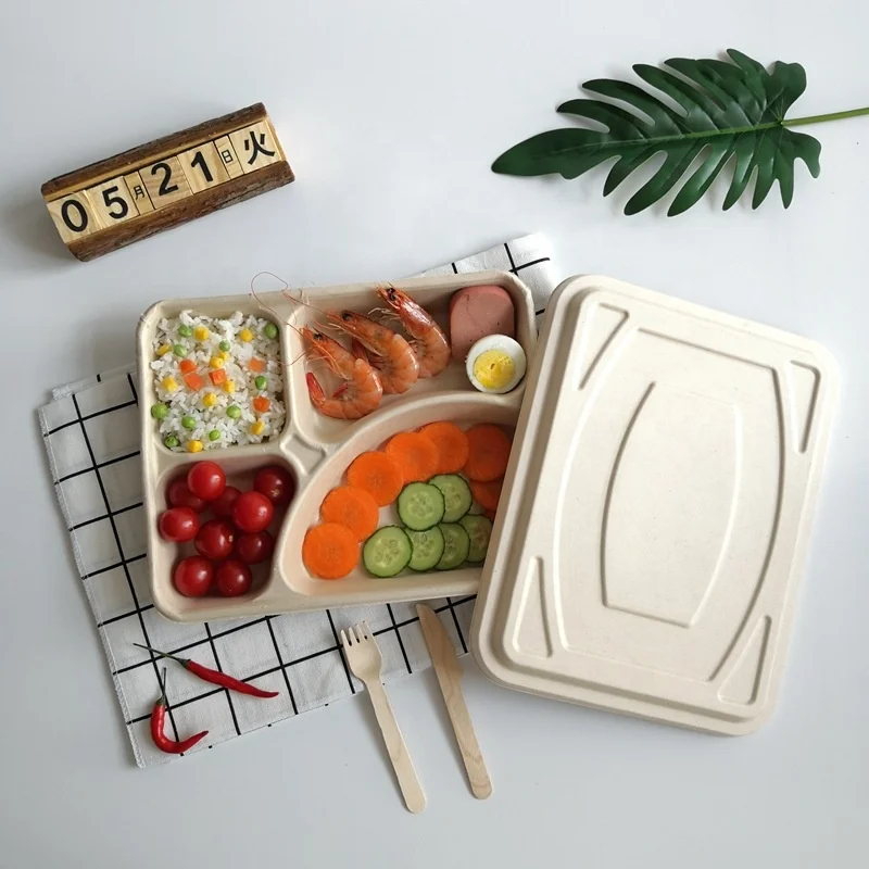 Eco Friendly Bio-Degradable Disposable Meal Box Bagasse Lunch Box Sugarcane Food Container For Fast Food