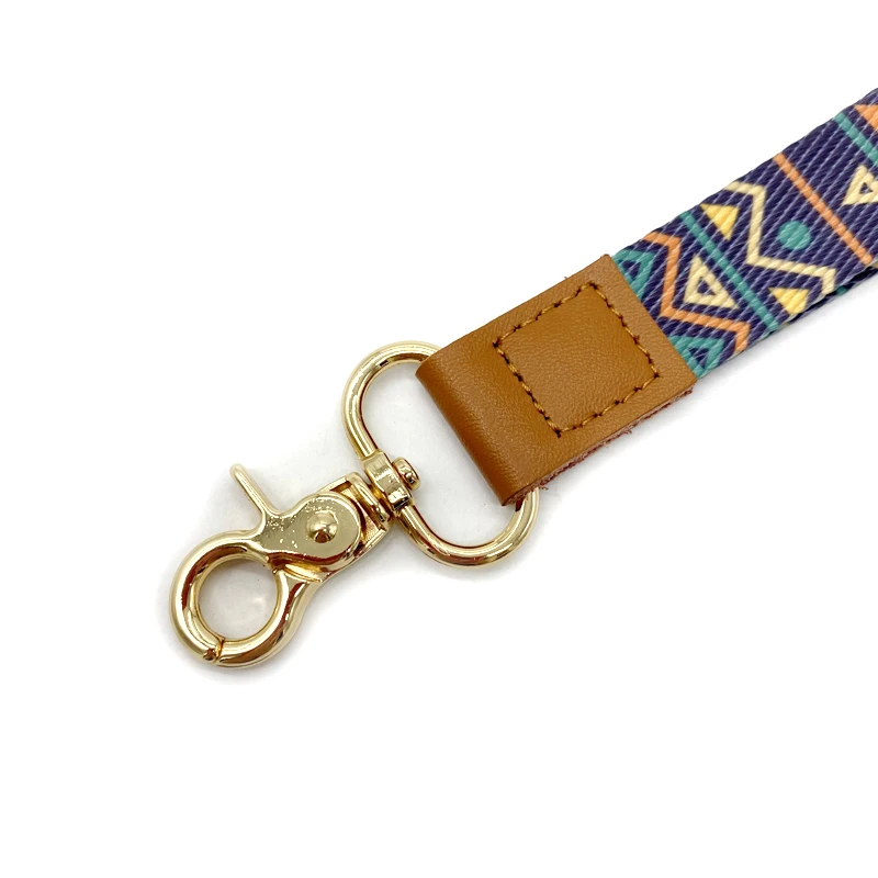 Cheap Super Factory Popular Polyester Printed Keychain Wrist Lanyard Leather Phone Keychain Lanyard Short