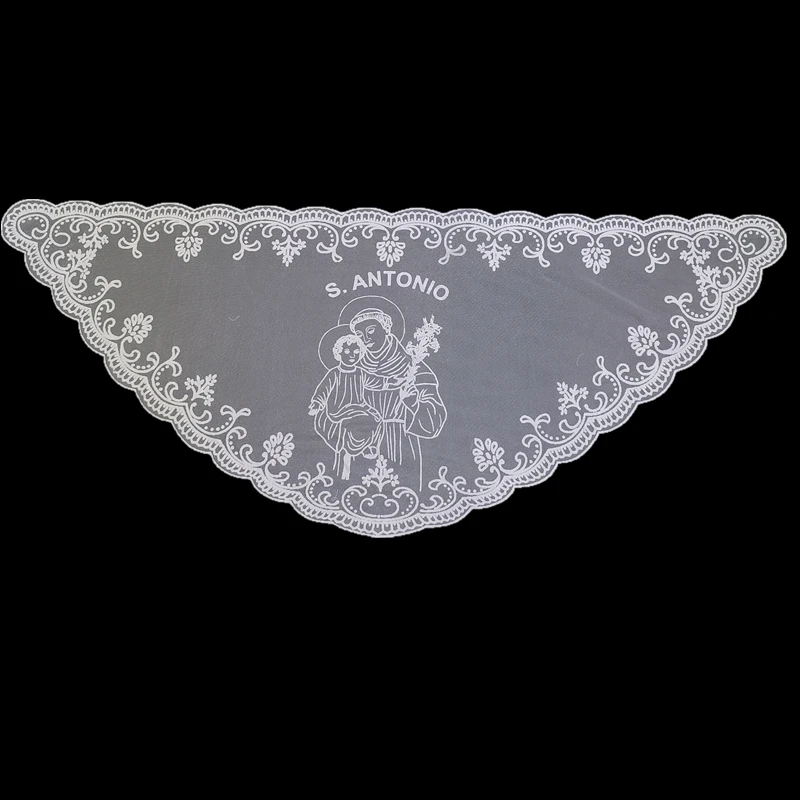 Black Flocking Print Church Mantilla S ANTONIO Catholic Veil for Women Mass