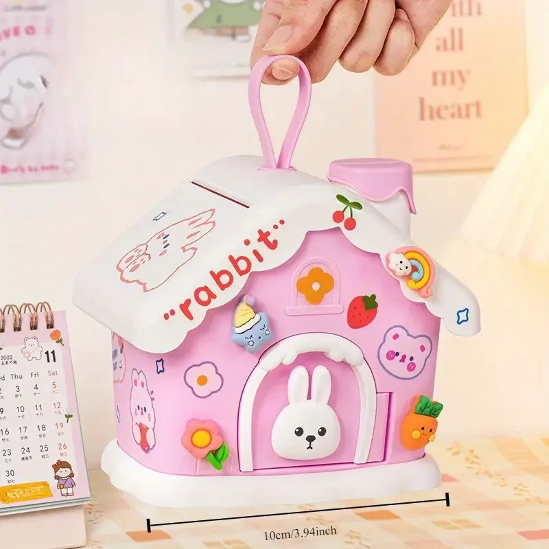 Diy Girls Money Box, Boys Cartoon Savings Box With Lock House Savings Coin Girls Can Save Desirable Children Money Bank Storage