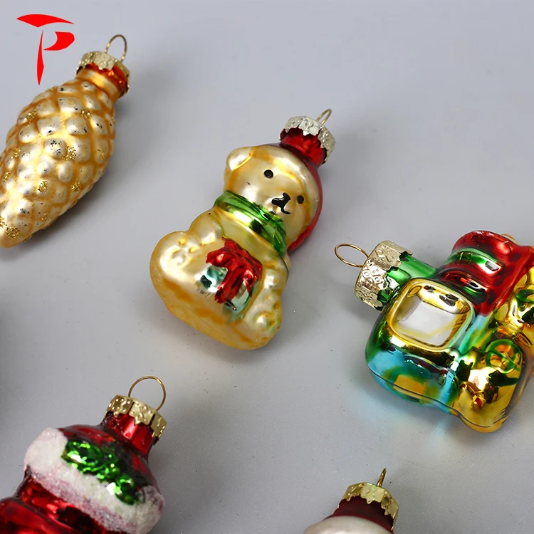 Multi Color New Crafts Christmas Tree Decorations Custom Hanging Handmade Glass Santa