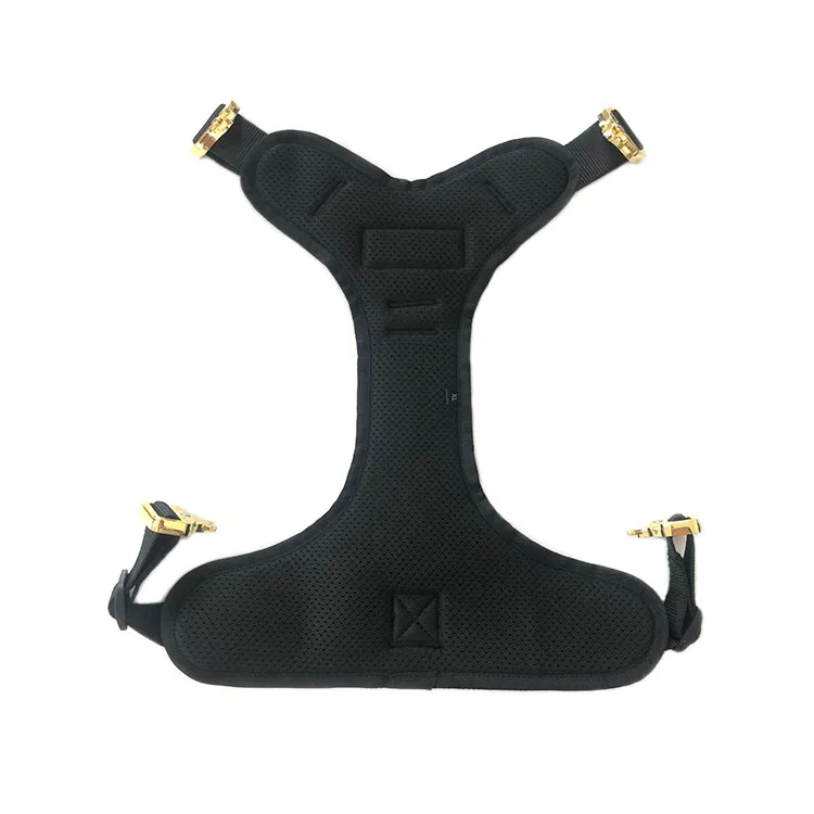 Breathable Adjustable Heavy Duty Tactical K9 Training Large Dog Harness with 4x Gold Metal Buckle