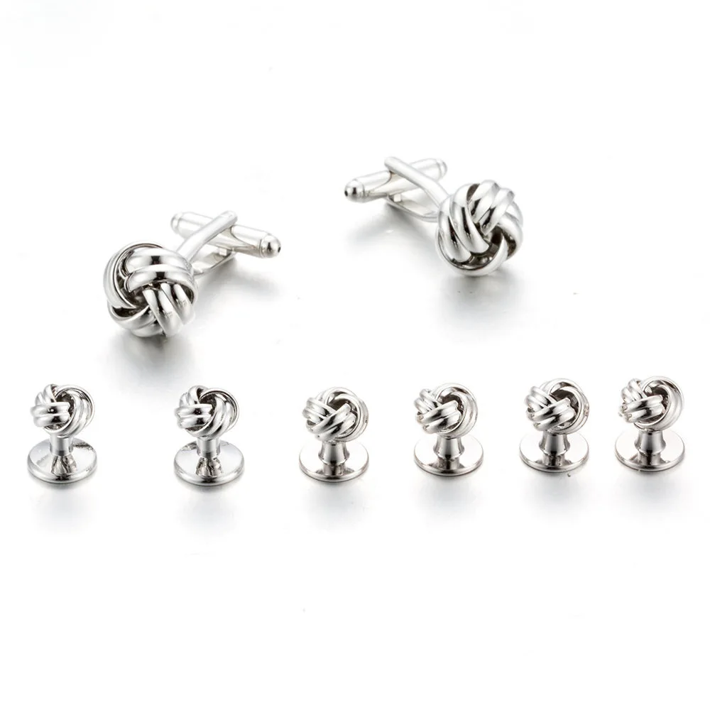 Gold and Silver Twisted Tuxedo Cufflinks and Studs Set