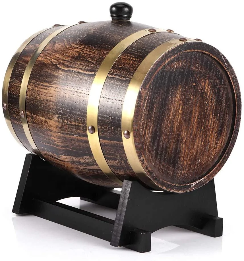 Zhonglu Wooden Wine Barrel Retro Style Oak Wood Red Wine Brandy Whisky Barrel Keg Bucket Container With Faucet