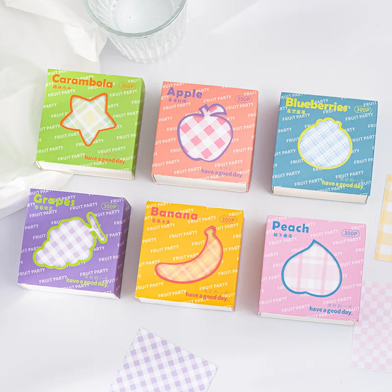 75*75mm beautiful day Note paper sticky notes 3x3 fruit lovely plaid ledger material paper decorative decal paper six types