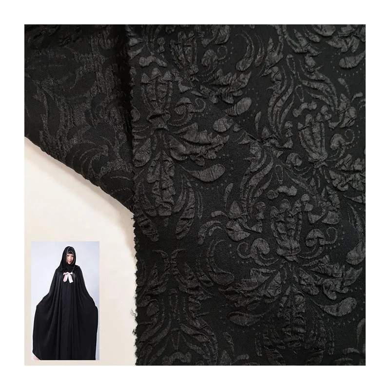 New fashion 2020 ! Factory Price formal black abaya Jacquard fabric Kaftan fabric