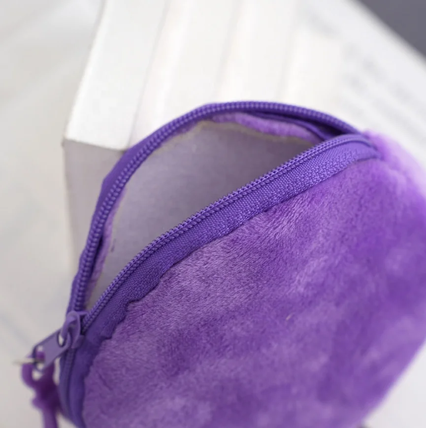 Wholesale Mini Portable Plush Round Coin Purses Girls Velvet Keychain Card Bags Candy Colored Card Bags Ladies Cute Wallets
