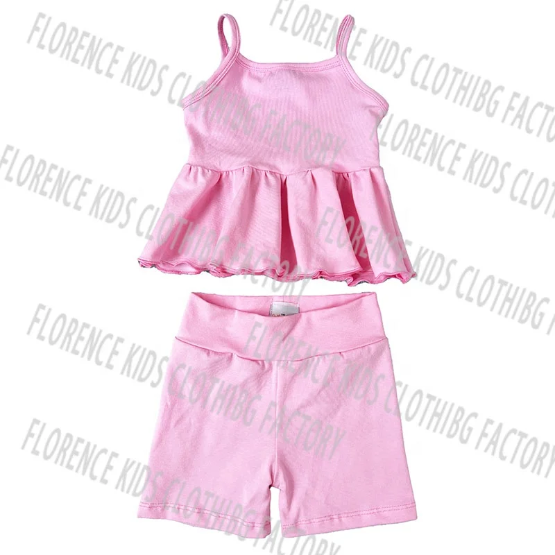 DH ODM Juegos Para Ninas Low Price Colorful Colors Plain Baby Cotton Little Girls Summer Clothing Sets