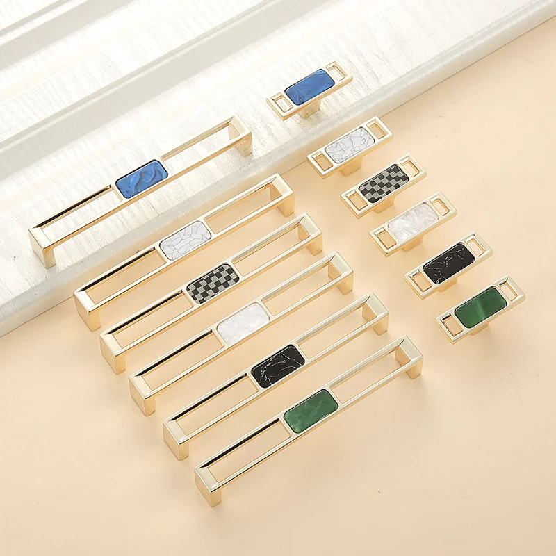 Zinc Cabinet Big Brass Knob Kitchen Door Marble Handle,Natural Marble With Solid Brass Furniture Handle