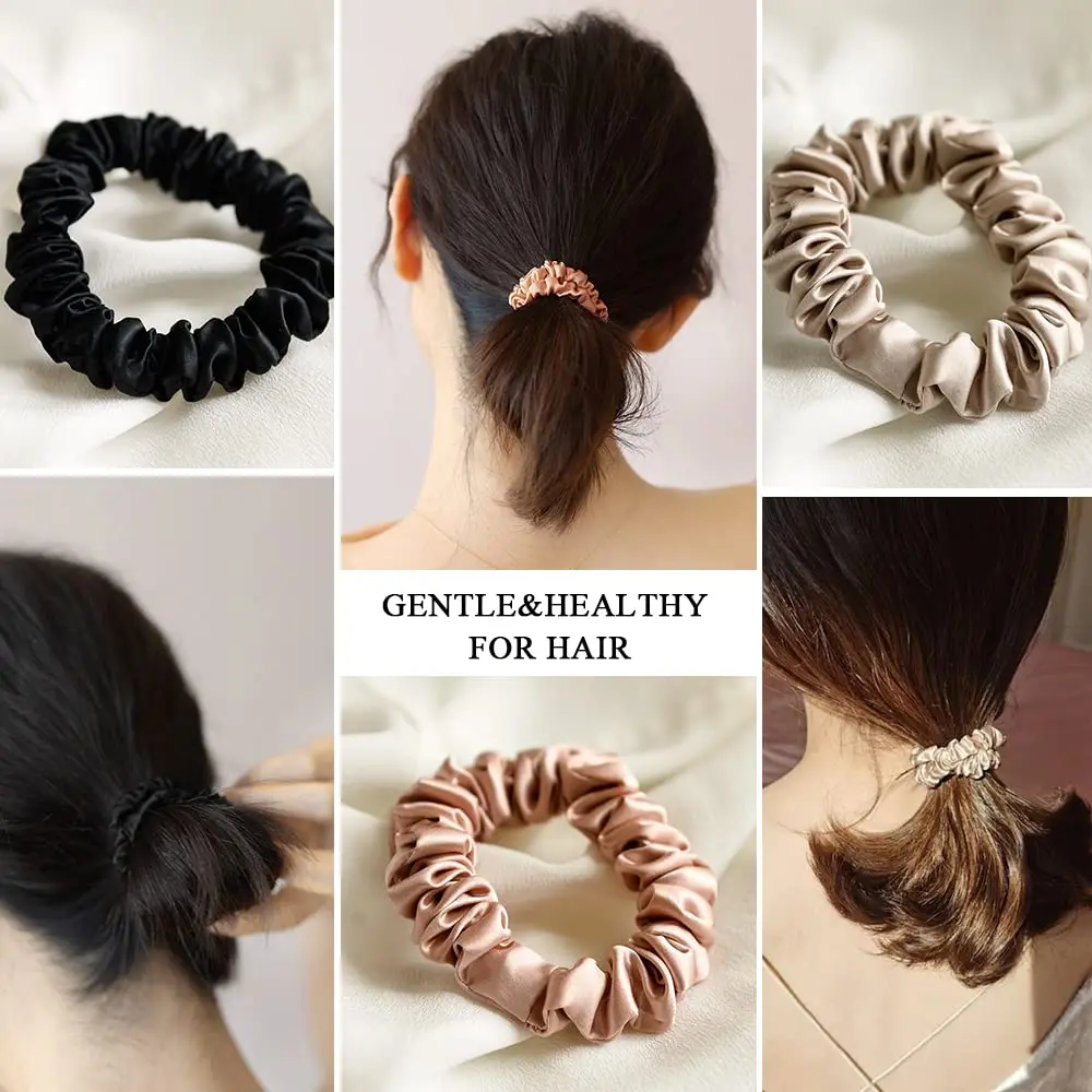 Резинки для волос с логотипом на заказ для держателя конского хвоста 100% 19 Момми шелковые резинки и наволочка в подарочной коробке