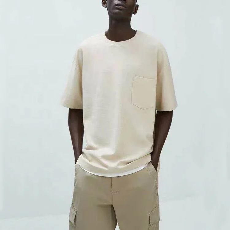 
Short sleeve crew neck pocket t-shirt 100% cotton summer fashion clothing cotton t-shirts for men 2021 