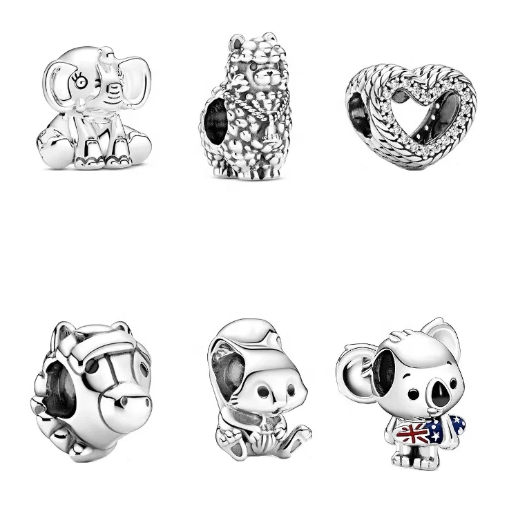 Pandorae Cute Mickey Minnie Animal 925 Charm Lady Charm Sterling Silver DIY Beaded Bracelet