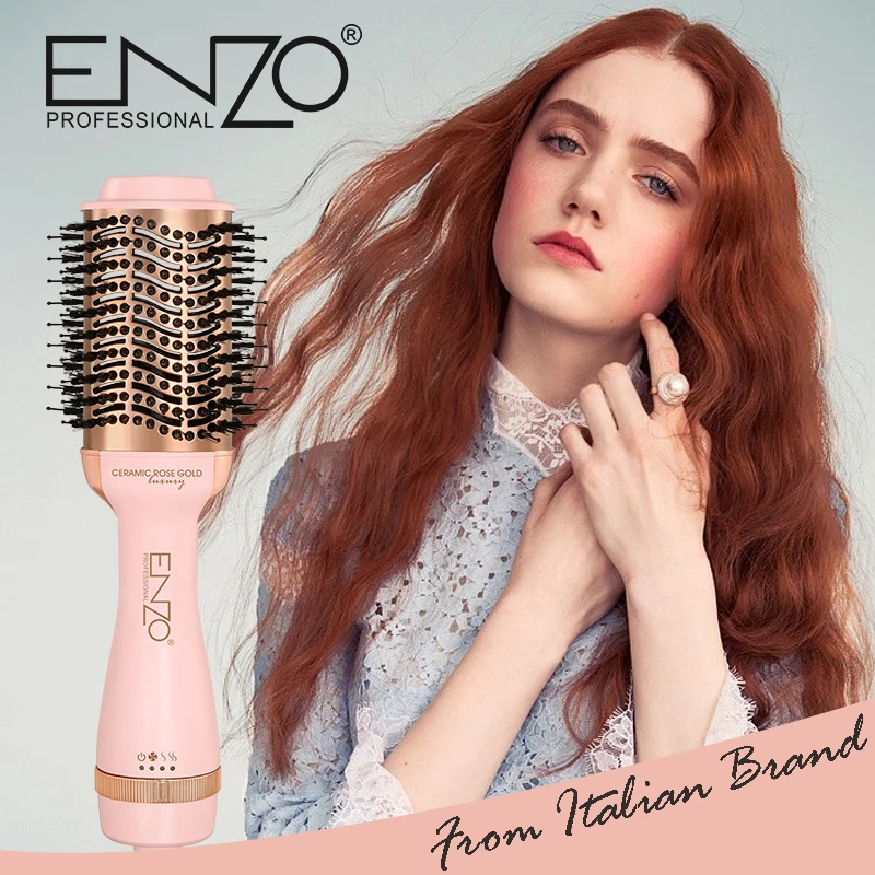 ENZO EN-6209 Hair Dryer Hot Air Brush Straightener Hot Comb Curler Blow Dryer Brush One Step Home Dryer Hot Air Styler
