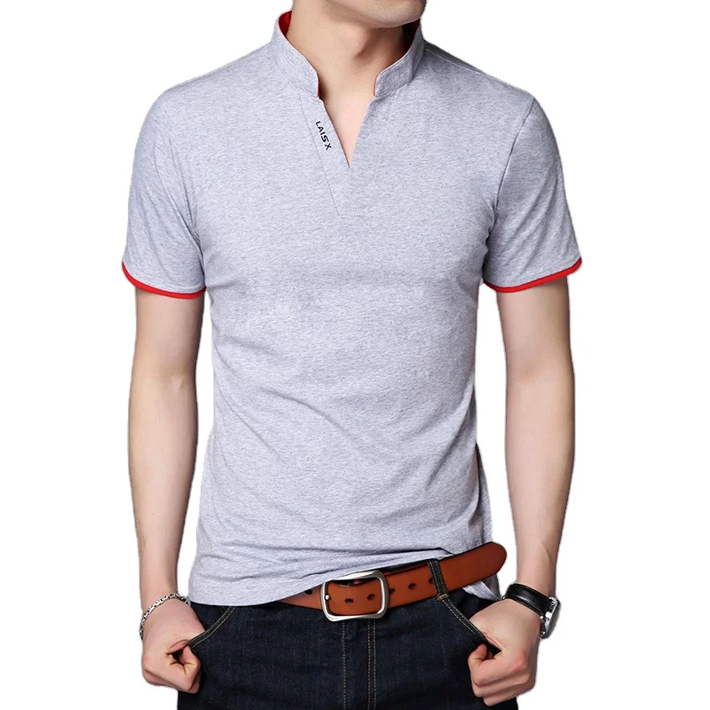 Оптовая продажа, модная мужская рубашка-поло в западном стиле с воротником-стойкой в официальном стиле