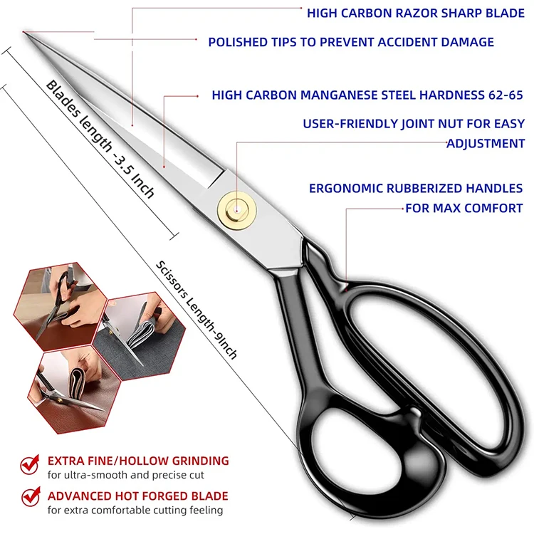 High Professional Tailor Shears Heavy Duty Sewing  Fabric Scissors Office Scissors Sharp Tailor Dressmaker